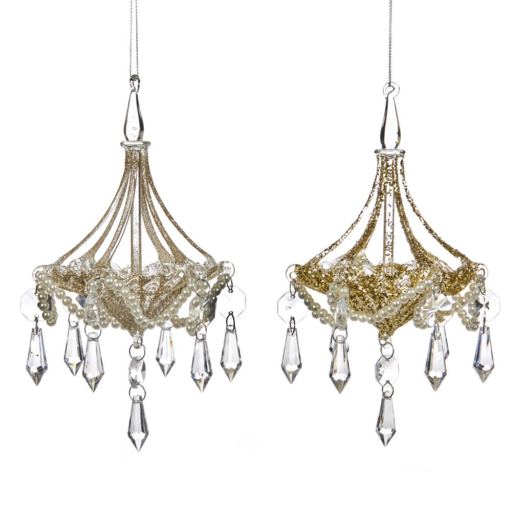 For sale in UK Glass Pearl Chandelier Ornament P 37026