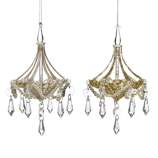 For sale in UK Glass Pearl Chandelier Ornament P 37026