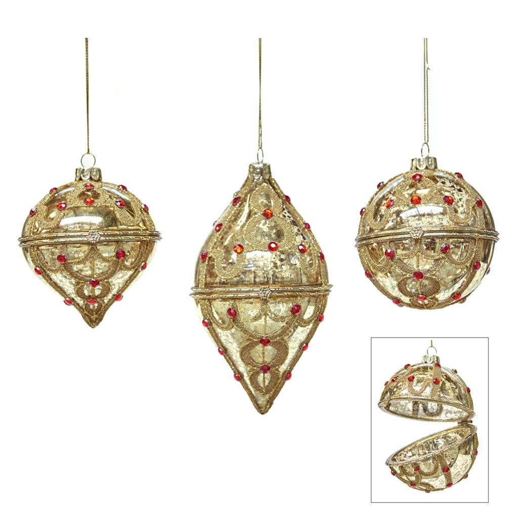 For sale in UK Glass Antique Jewel Box Ornament 3 Assorted P 37353