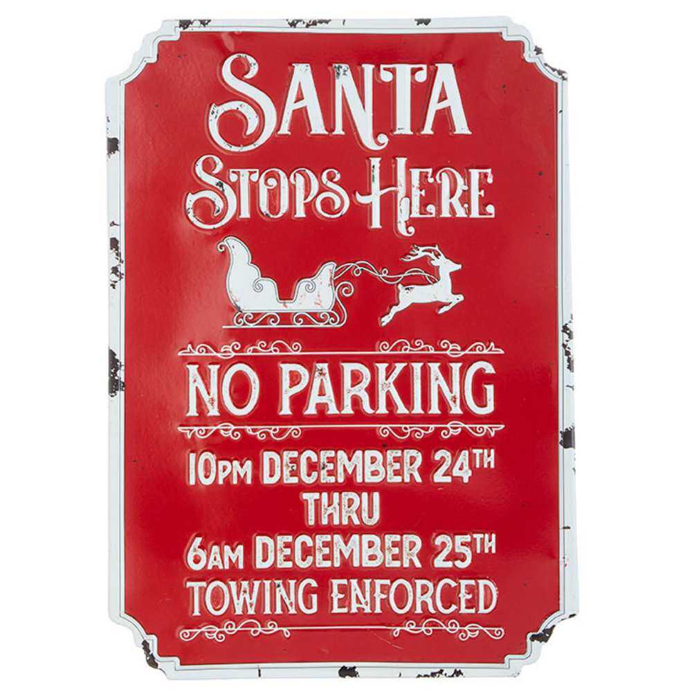 A fabolous decoration to buy in UK - RAZ Imports Santa Stops Here Sign 4012342