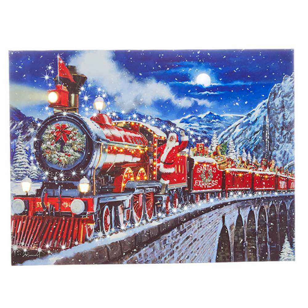 A fabolous decoration to buy in UK - RAZ Imports Santa Express Lighted Print 4039400