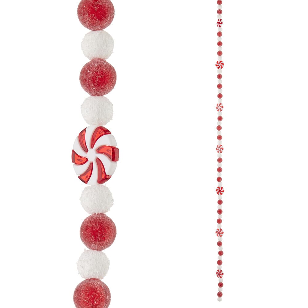 A fabolous decoration to buy in UK - Raz Imports 4inch Peppermint and Ball Candy Garland G4120013