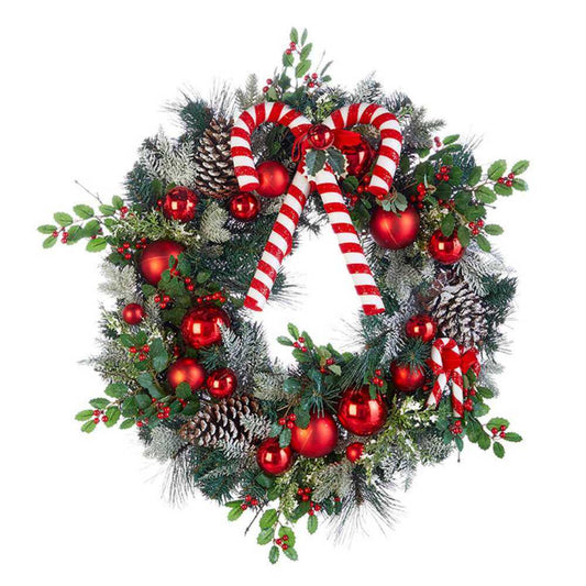 A fabolous decoration to buy in UK - RAZ Imports Candy Cane Wreath W4002270