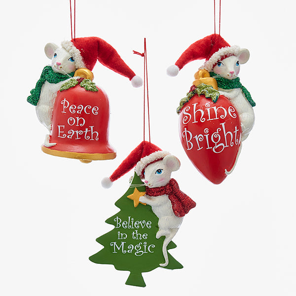 Kurt S. Adler NYC T2195 Santa Mouse Ornament 3 Assorted