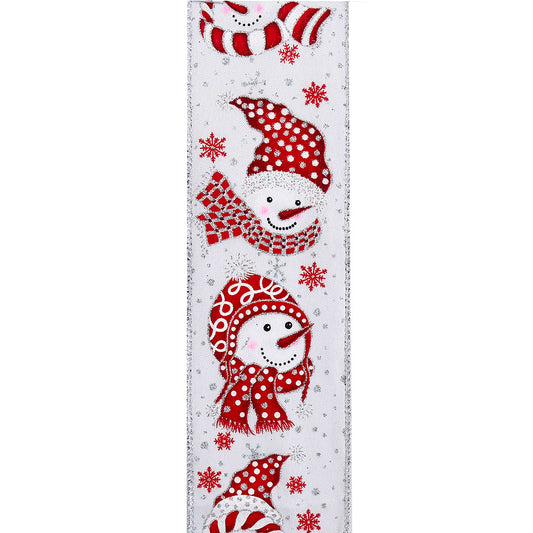 Kurt S. Adler NYC T2215 Snowman Head Print Ribbon