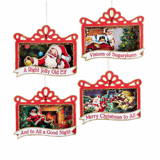 Kurt S. Adler NYC TD1528 Paper Retro Santa Frame Ornament 4 Assorted