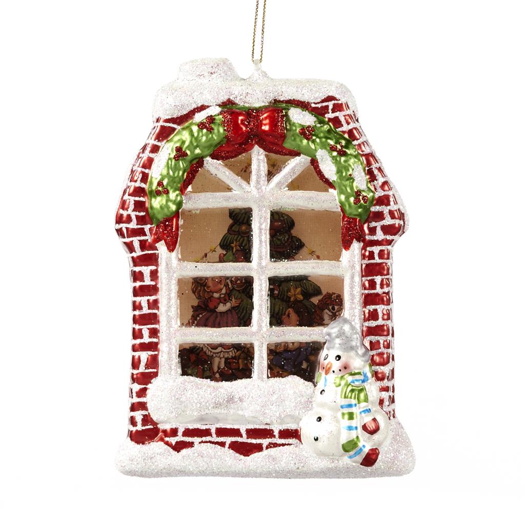 For sale in UK Glass Xmas Scene Window Ornament TR 27006