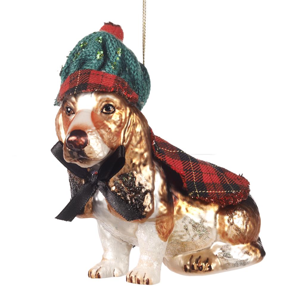 For sale in UK Glass Tartan Dog Ornament TR 27062