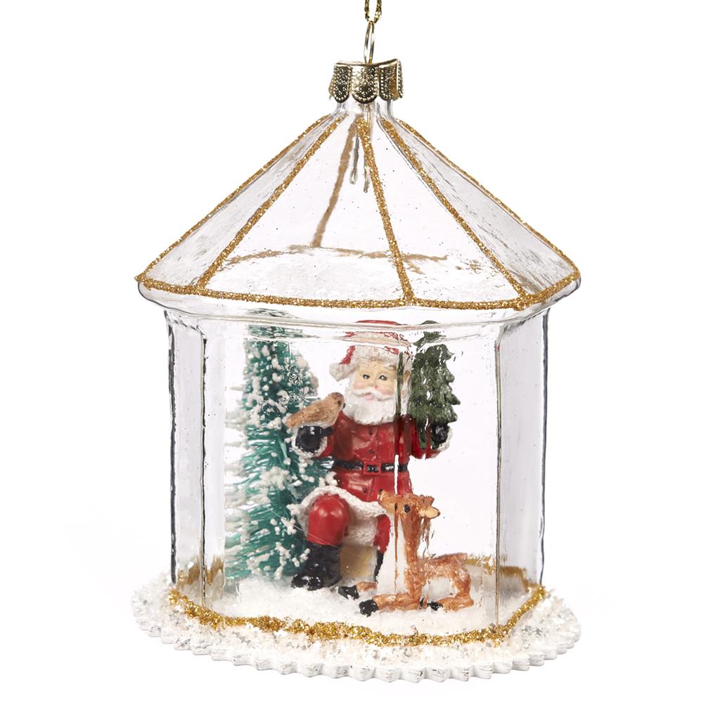 For sale in UK Glass Santa Scene in House Ornament TR 27390