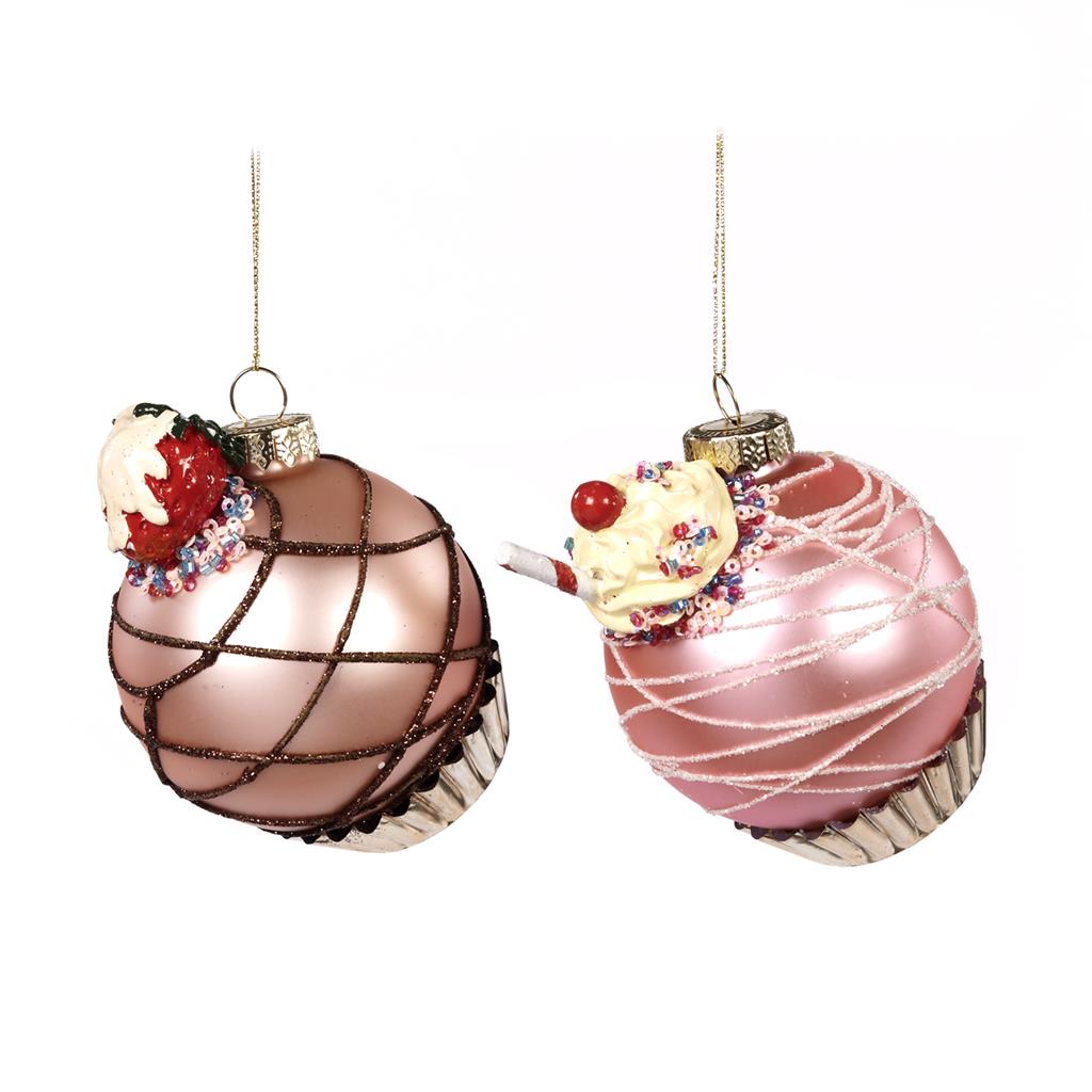 For sale in UK Glass Cupcake Ball Ornament TR 27424