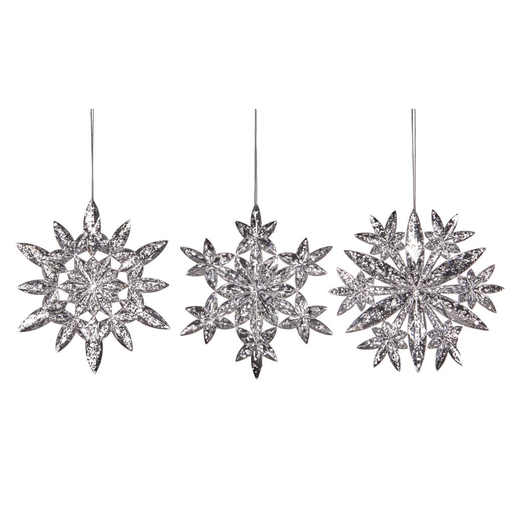 For sale in UK Antique Facet Snowflake Ornament 3 Assorted TR 28028