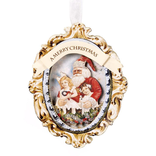 For sale in UK Paper Oval Santa with Girls Ornament Y 61322