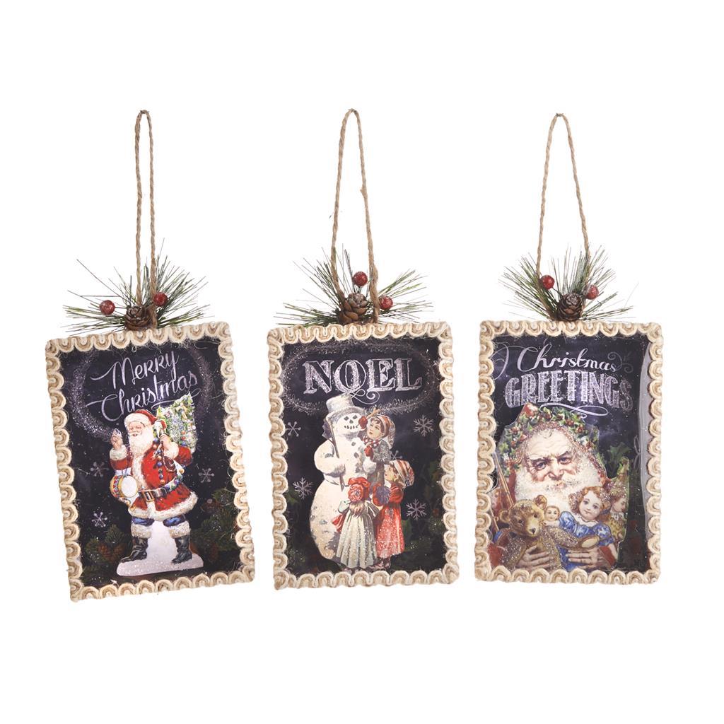 For sale in UK Paper Santa Postcard Ornament 3 Assorted Y 63317